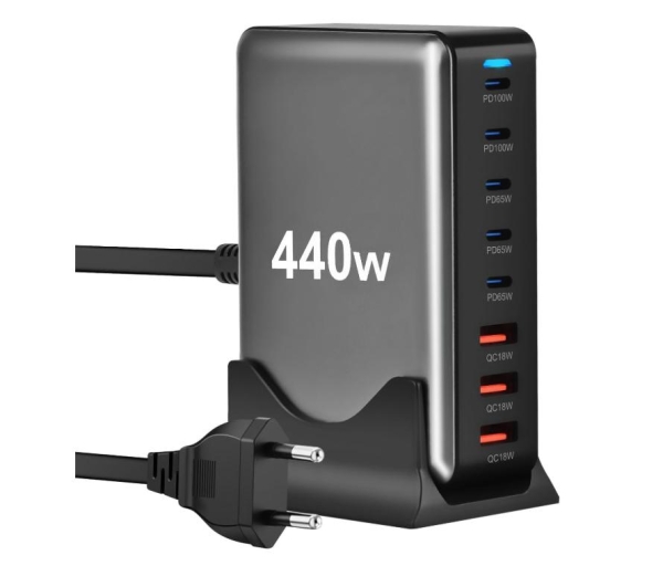 440W Caricatore USB-C Multiplo GaN III 8-Port Stazione di Ricarica Multipla USB con PD 3.0